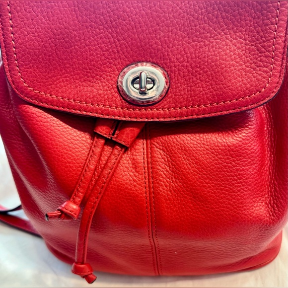 Coach Park Pebbled Leather Turnlock Drawstring Backpack - Picture 3 of 16